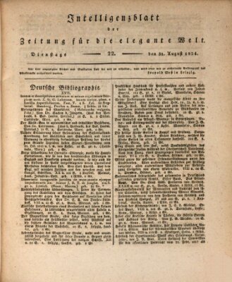 Zeitung für die elegante Welt Dienstag 31. August 1824