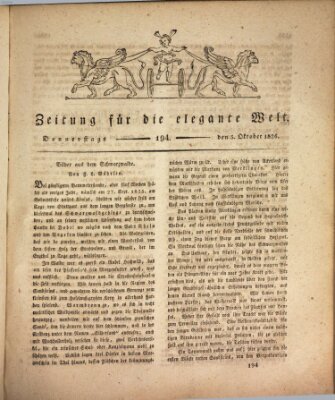 Zeitung für die elegante Welt Donnerstag 5. Oktober 1826