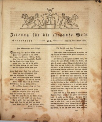 Zeitung für die elegante Welt Samstag 23. Dezember 1826