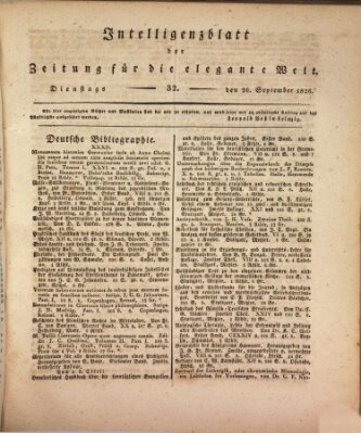 Zeitung für die elegante Welt Dienstag 26. September 1826