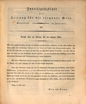 Zeitung für die elegante Welt Samstag 25. Juli 1801