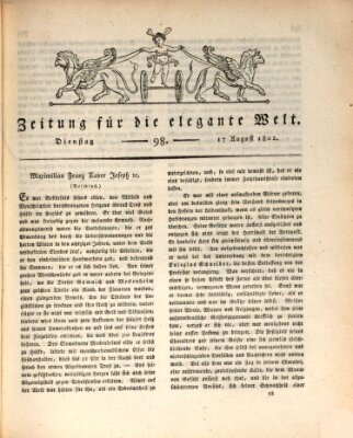 Zeitung für die elegante Welt Dienstag 17. August 1802