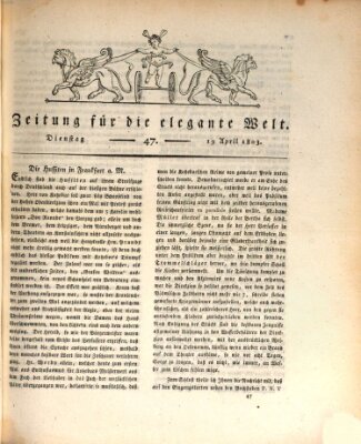 Zeitung für die elegante Welt Dienstag 19. April 1803