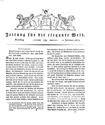 Zeitung für die elegante Welt Dienstag 12. Februar 1805