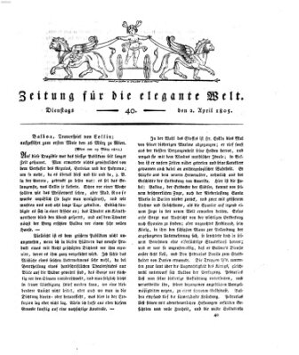 Zeitung für die elegante Welt Dienstag 2. April 1805