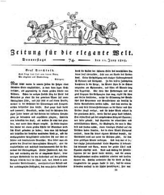 Zeitung für die elegante Welt Donnerstag 20. Juni 1805