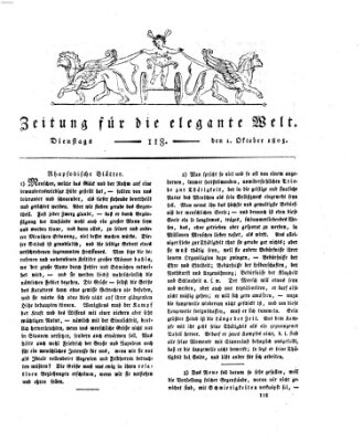 Zeitung für die elegante Welt Dienstag 1. Oktober 1805
