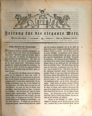 Zeitung für die elegante Welt Samstag 4. Januar 1806