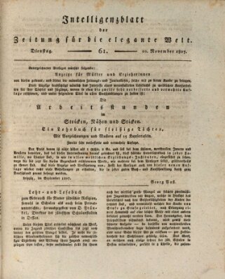 Zeitung für die elegante Welt Dienstag 10. November 1807