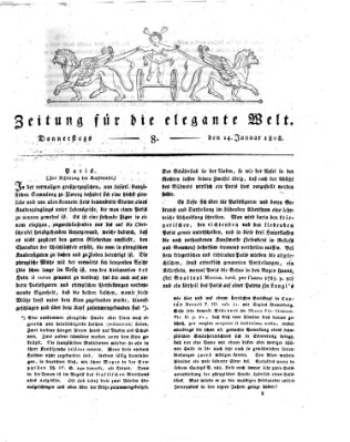 Zeitung für die elegante Welt Donnerstag 14. Januar 1808