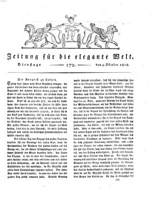 Zeitung für die elegante Welt Dienstag 4. Oktober 1808