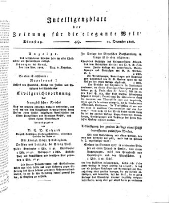 Zeitung für die elegante Welt Dienstag 20. Dezember 1808