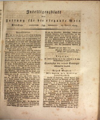 Zeitung für die elegante Welt Dienstag 25. April 1809