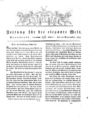 Zeitung für die elegante Welt Samstag 30. September 1815