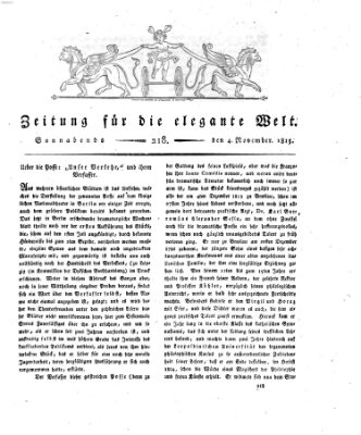 Zeitung für die elegante Welt Samstag 4. November 1815