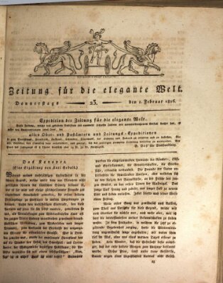 Zeitung für die elegante Welt Donnerstag 1. Februar 1816