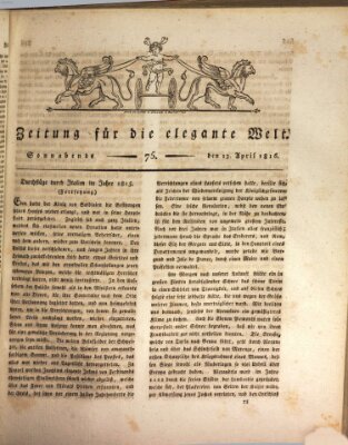 Zeitung für die elegante Welt Samstag 13. April 1816
