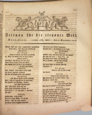 Zeitung für die elegante Welt Samstag 21. September 1816