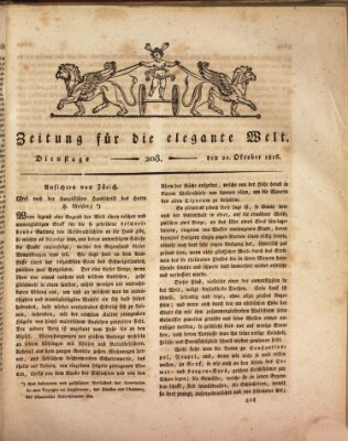 Zeitung für die elegante Welt Dienstag 22. Oktober 1816