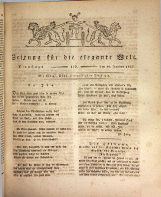 Zeitung für die elegante Welt Dienstag 19. Juni 1827