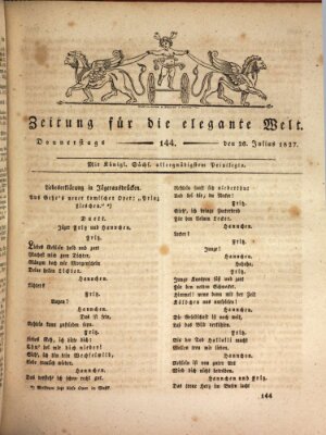 Zeitung für die elegante Welt Donnerstag 26. Juli 1827
