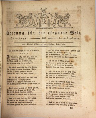 Zeitung für die elegante Welt Dienstag 14. August 1827