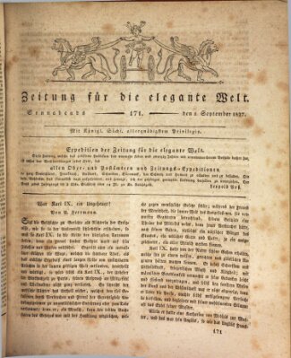 Zeitung für die elegante Welt Samstag 1. September 1827