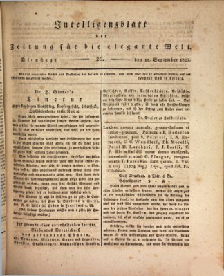 Zeitung für die elegante Welt Dienstag 11. September 1827