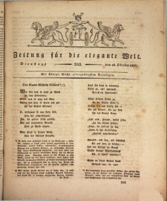 Zeitung für die elegante Welt Dienstag 16. Oktober 1827