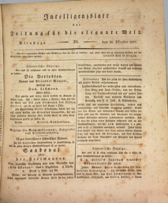 Zeitung für die elegante Welt Dienstag 30. Oktober 1827