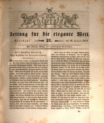 Zeitung für die elegante Welt Dienstag 29. Januar 1828