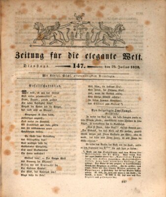 Zeitung für die elegante Welt Dienstag 29. Juli 1828