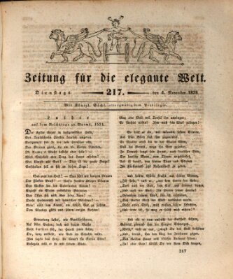 Zeitung für die elegante Welt Dienstag 4. November 1828