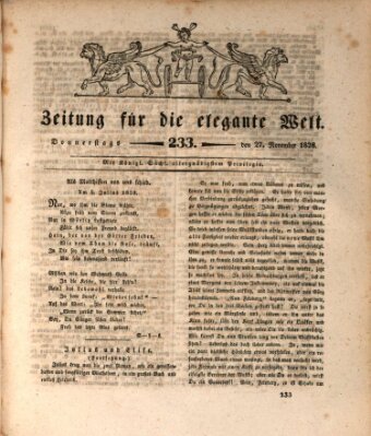 Zeitung für die elegante Welt Donnerstag 27. November 1828