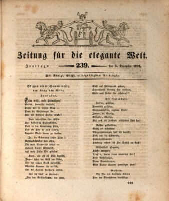 Zeitung für die elegante Welt Freitag 5. Dezember 1828