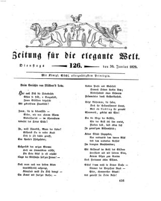 Zeitung für die elegante Welt Dienstag 30. Juni 1829