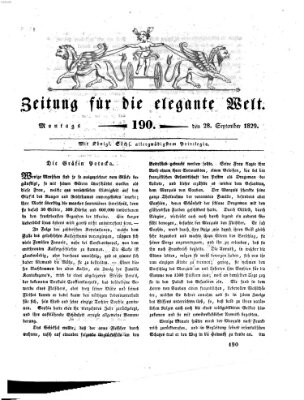 Zeitung für die elegante Welt Montag 28. September 1829