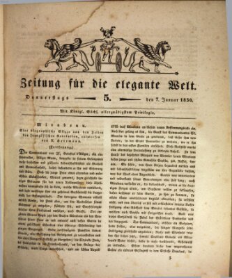 Zeitung für die elegante Welt Donnerstag 7. Januar 1830