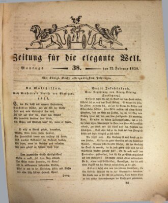 Zeitung für die elegante Welt Montag 22. Februar 1830