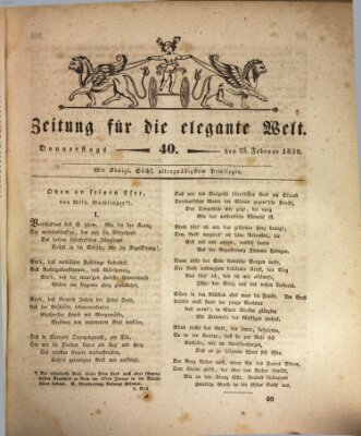 Zeitung für die elegante Welt Donnerstag 25. Februar 1830