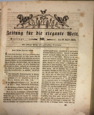 Zeitung für die elegante Welt Freitag 23. April 1830