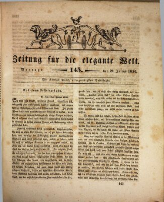 Zeitung für die elegante Welt Montag 26. Juli 1830