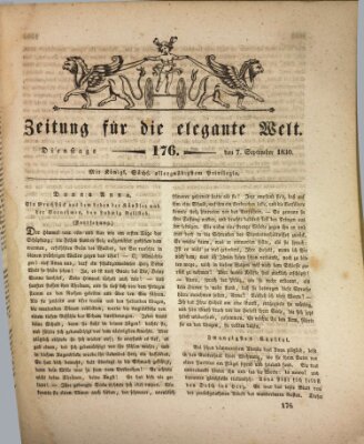 Zeitung für die elegante Welt Dienstag 7. September 1830