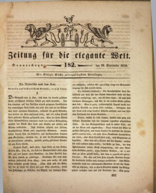 Zeitung für die elegante Welt Donnerstag 16. September 1830