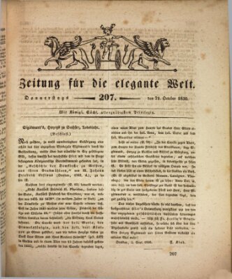 Zeitung für die elegante Welt Donnerstag 21. Oktober 1830