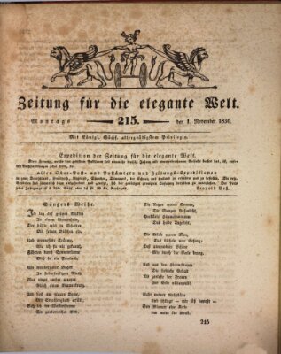 Zeitung für die elegante Welt Montag 1. November 1830