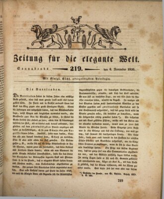 Zeitung für die elegante Welt Samstag 6. November 1830
