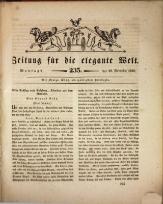 Zeitung für die elegante Welt Montag 29. November 1830