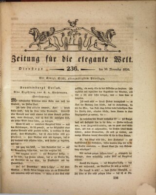 Zeitung für die elegante Welt Dienstag 30. November 1830