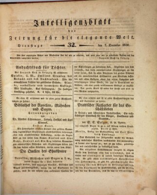 Zeitung für die elegante Welt Dienstag 7. Dezember 1830